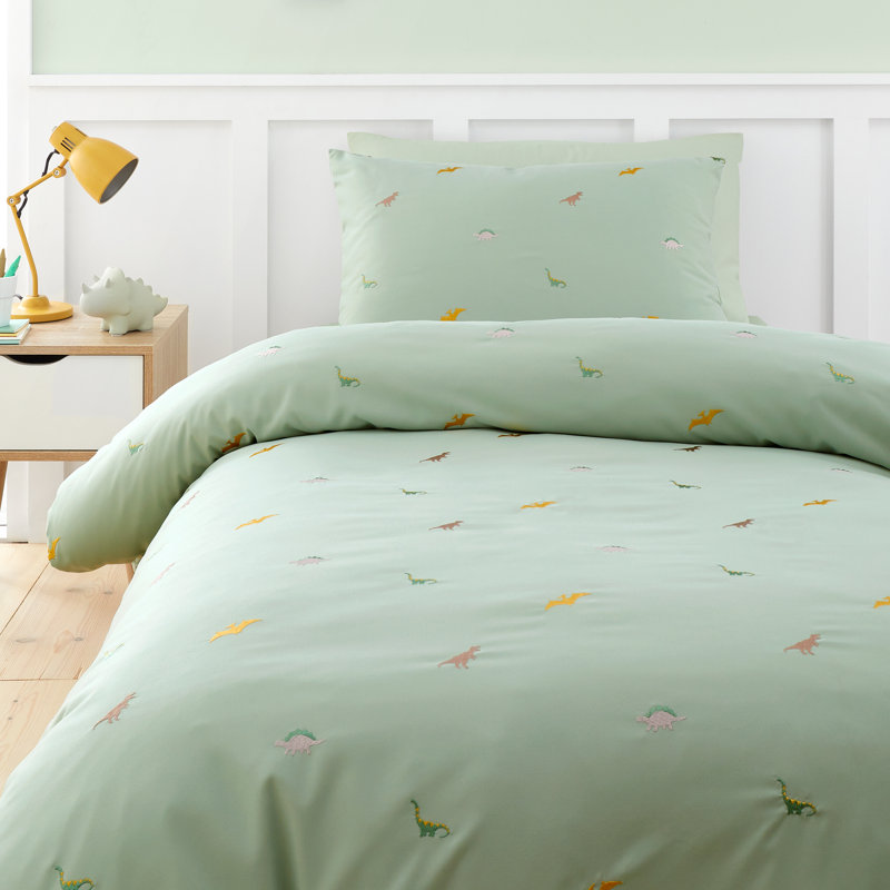 Embroidered Dinosaur Duvet Cover Set, Single - 1 Standard Pillowcase