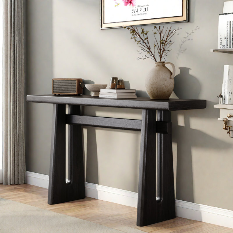 Elegant Console Table With Geometric Silhouette, Black