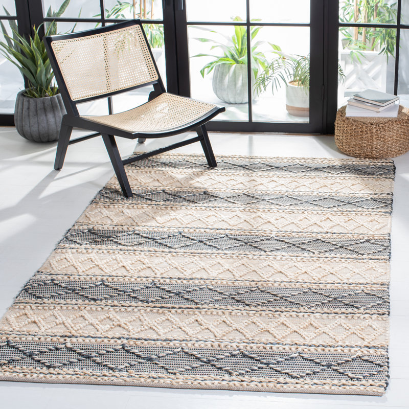 Clairvaux Natural Fiber Flat Weave Jute/Cotton Geometric Rug in Natural/Gray, Rectangle 5' x 8'
