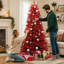 Sapin de Noël en PVC rouge pur de 1,5 m avec 624 branches articulées et support métallique stable pour une décoration de Noël audacieuse