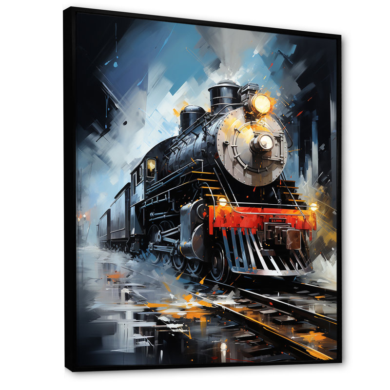 Abstrait train fluide - impressions murales modernes, H 40 po x l 30 po x P 1,5 po, Cadre flottant noir
