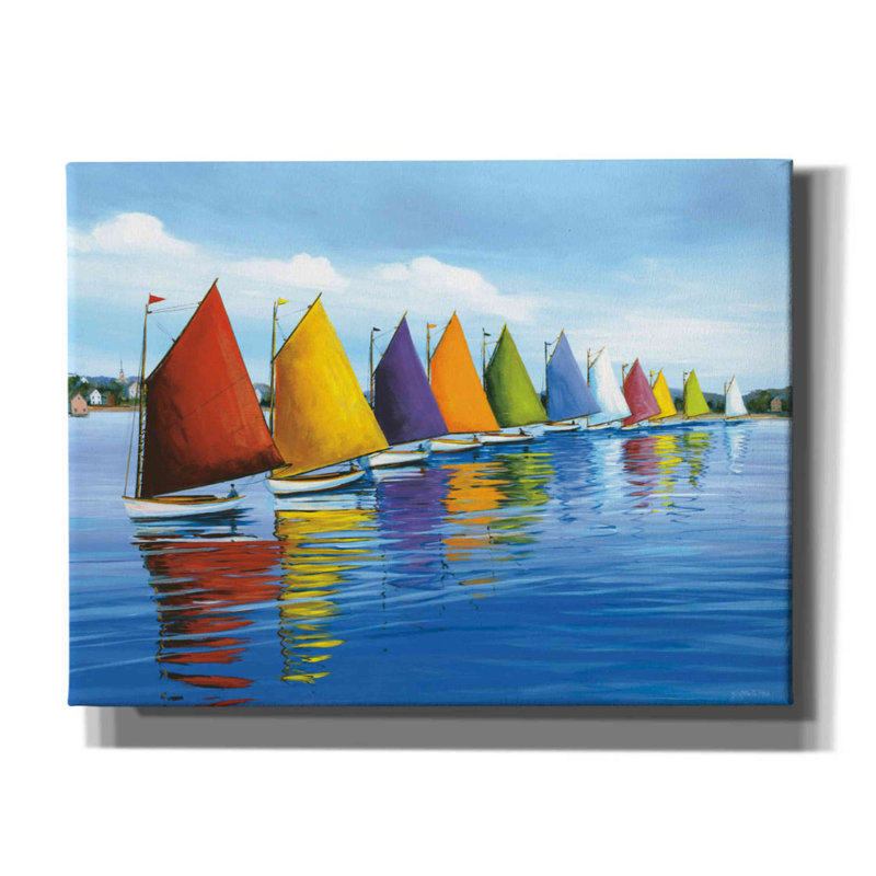 Rainbow Cats by Sally Caldwell Fisher - Wrapped Canvas Print, 12" H x 16" W x 0.75" D