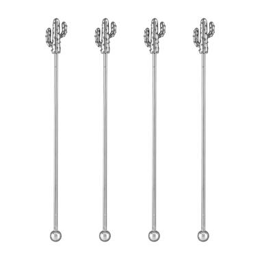 Bloomsbury Market Lockridge Grinning Skull Stainless Steel and Cow Bone  Cocktail Picks Stirrer