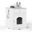 Enceinte en bois pour litière pour chat avec tiroir, table d'appoint, cage intérieure pour animal, table de chevet pour chat (blanc)