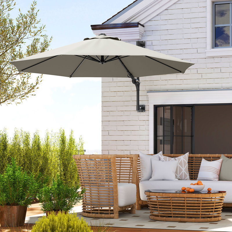 292cm Wall Mount Parasol, Light Grey