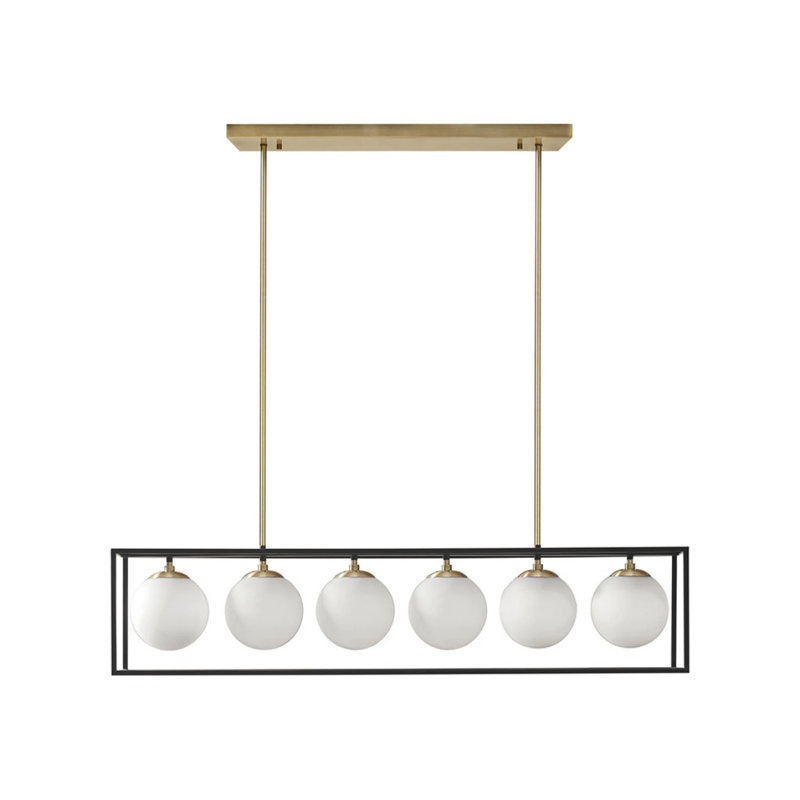 Lustre linéaire en verre givré 6 lumières Helena