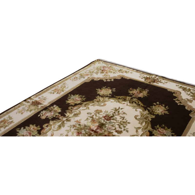 Hand Knotted Area Rug in Brown And Cream