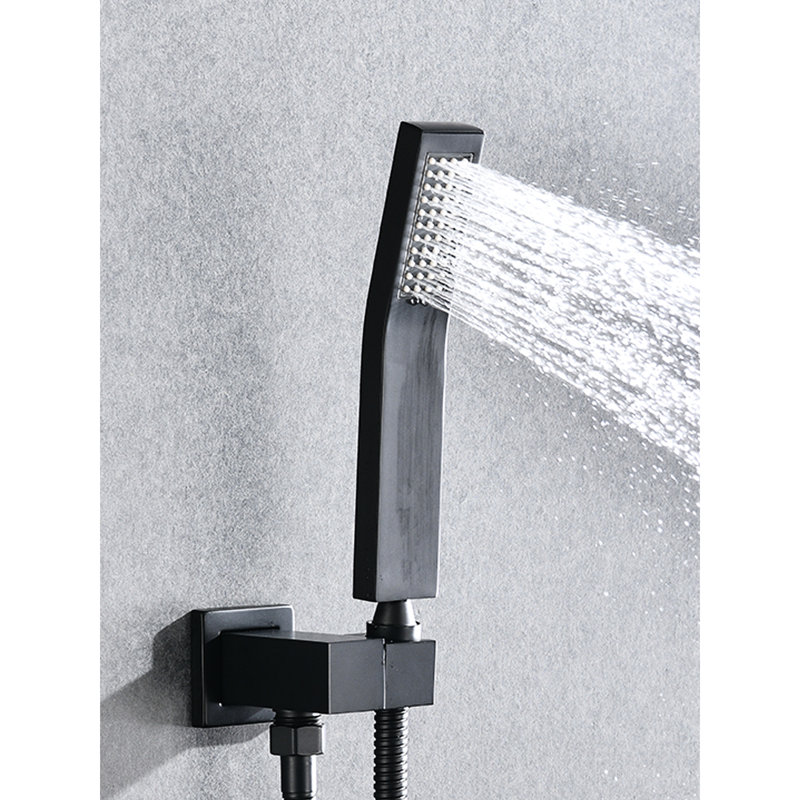 Douche de plafond avec douchette et tête de 16 po - Nickel brossé, acier inoxydable, buse autonettoyante qui préserve un conduit d'eau lisse, douche naturelle, conforme aux normes American Standard