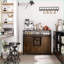 Buffet buffet, ferme industrielle rustique brun - portes de grange coulissantes, porte-verres à pied | Bois aggloméré + acier