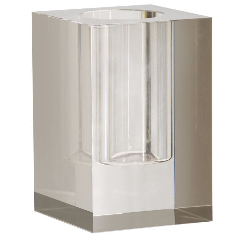 Vase de table en verre Huntingburg, Gris, H 5,9 po x l 3,9 po x P 3,9 po