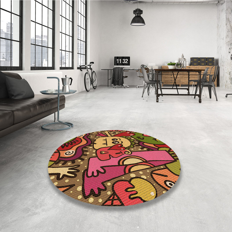 Washable Indoor Rug, Round 4'