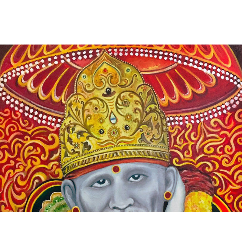 Shri Shirdi Sai, peinture à l'huile sur toile | Œuvre d'art par Akash Bhisikar