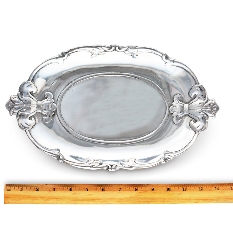 Elegant Aluminum Fleur-De-Lis Oval Serving Tray