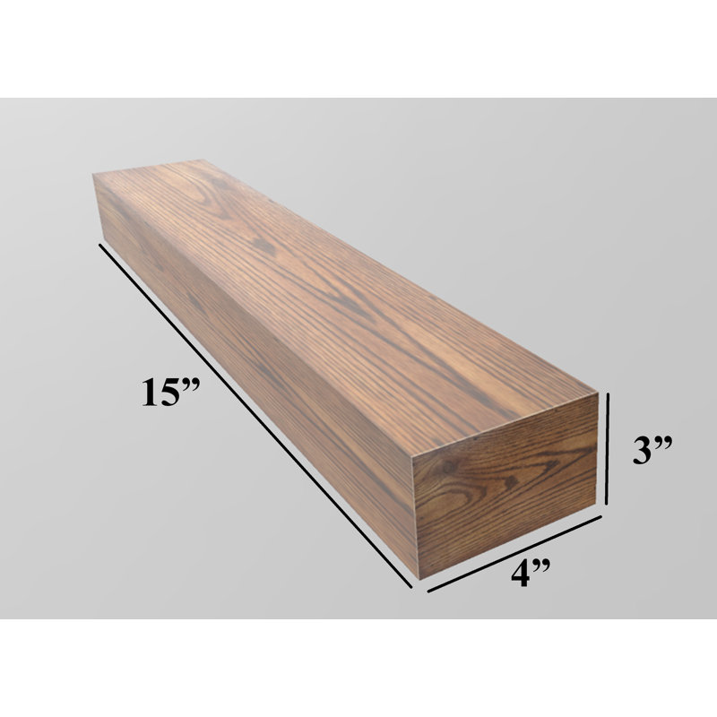 3 Piece Oak Floating Shelf, 3" H x 15" W x 4" D, Charcoal Black