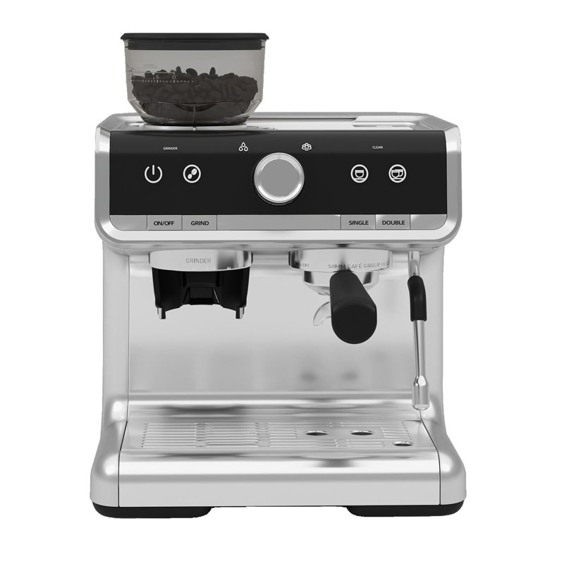 Espresso Machine, With Grinder, 2.8 L Water Tank, Silver