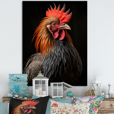 Armandino Black Rooster, reproduction d'art sur toile