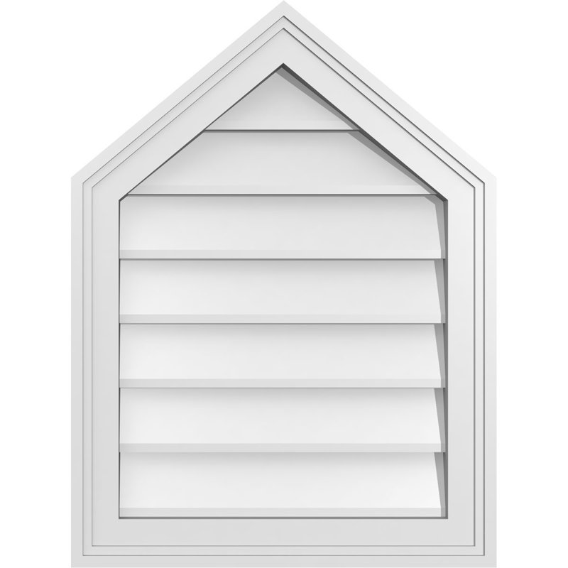Peaked Top Surface Mount Signature Urethane Non-Functional Gable Vent 10/12 Pitch Primed Tan, 24" H x 18" W x 1.5" D
