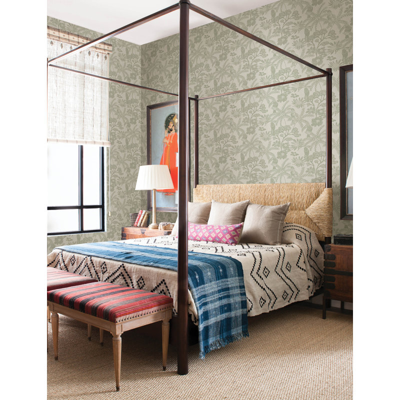 Papier peint jacaranda taupe, Vert