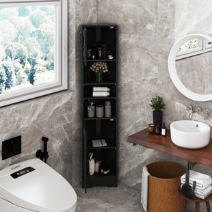 Tall Corner Cabinet- Narrow Space Saving Storage With Doors & Adjustable Shelves