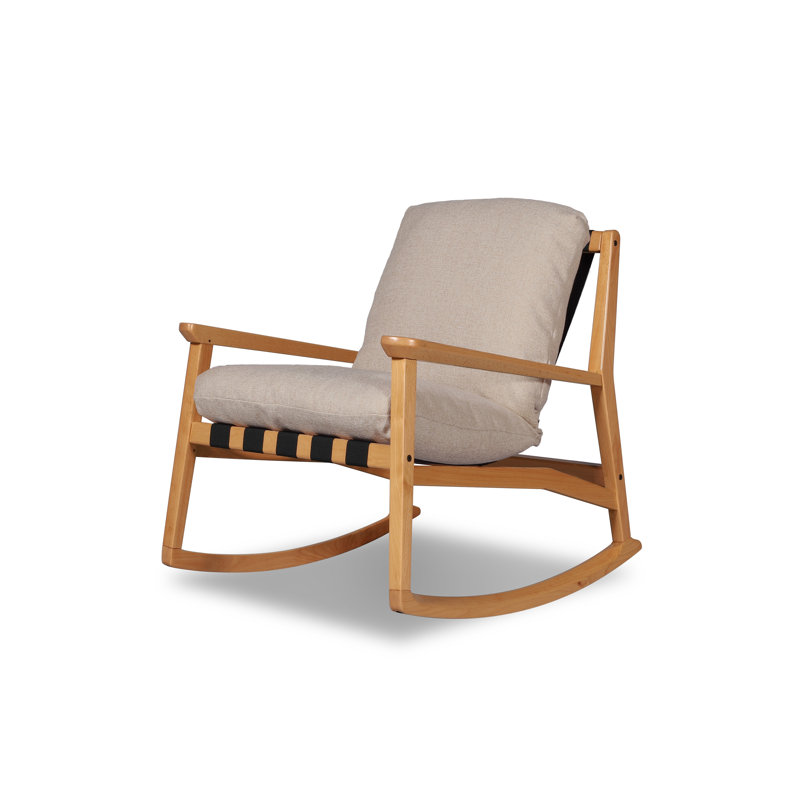 Chaise berçante Mid Century, Beige, Beechwood