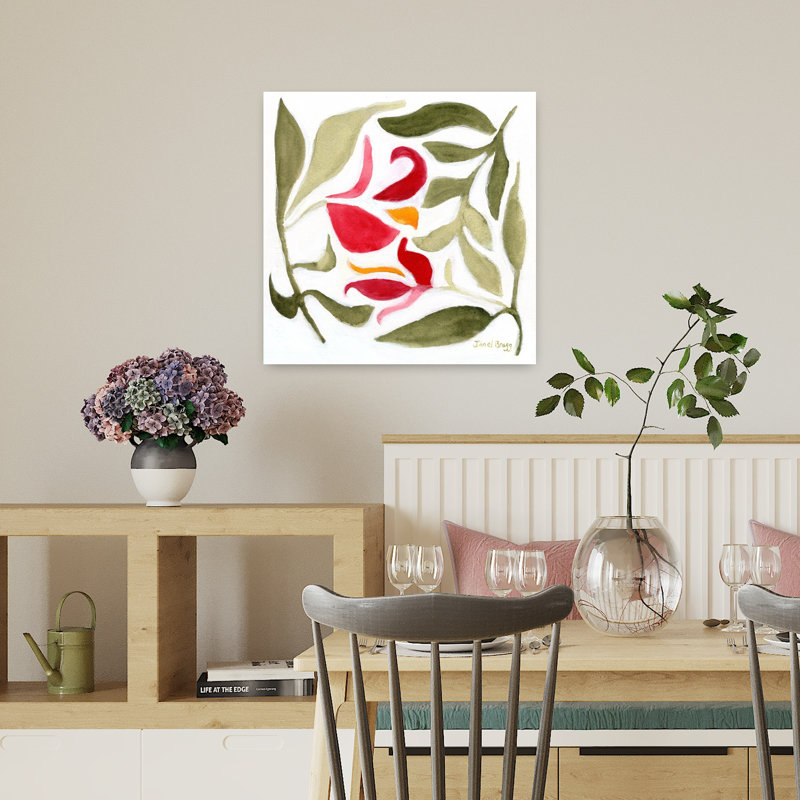 Contemporary Art Abstract Colorful Energetic Flower Wall Art by Janel Bragg - Wrapped Canvas Print, 45.72 cm H x 45.72 cm W