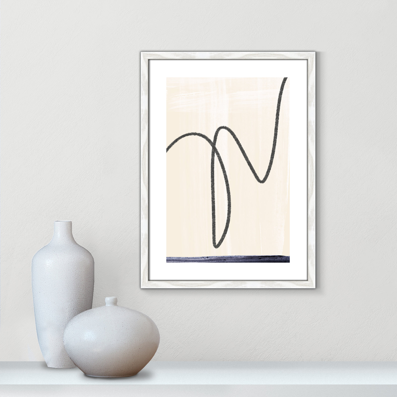 Tigerlily "Departured I" Painting, 23" H x 17" W x 0.75" D, White Framed Paper