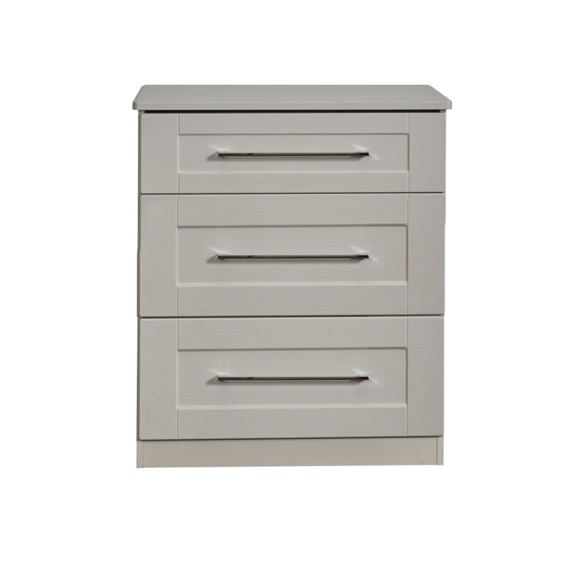 Fully Assembled Yentin 3 Drawer 76.5Cm W Chest of Drawers, Grey