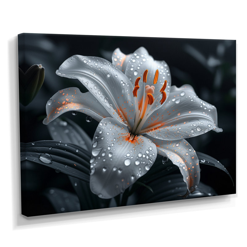 Photo de lys jardin blanc en cristal - lys, Toile tendue, H 16 po x l 32 po