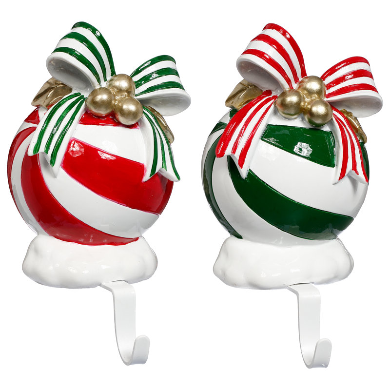 Ornament With Bow Stocking Holder, 7 Inches