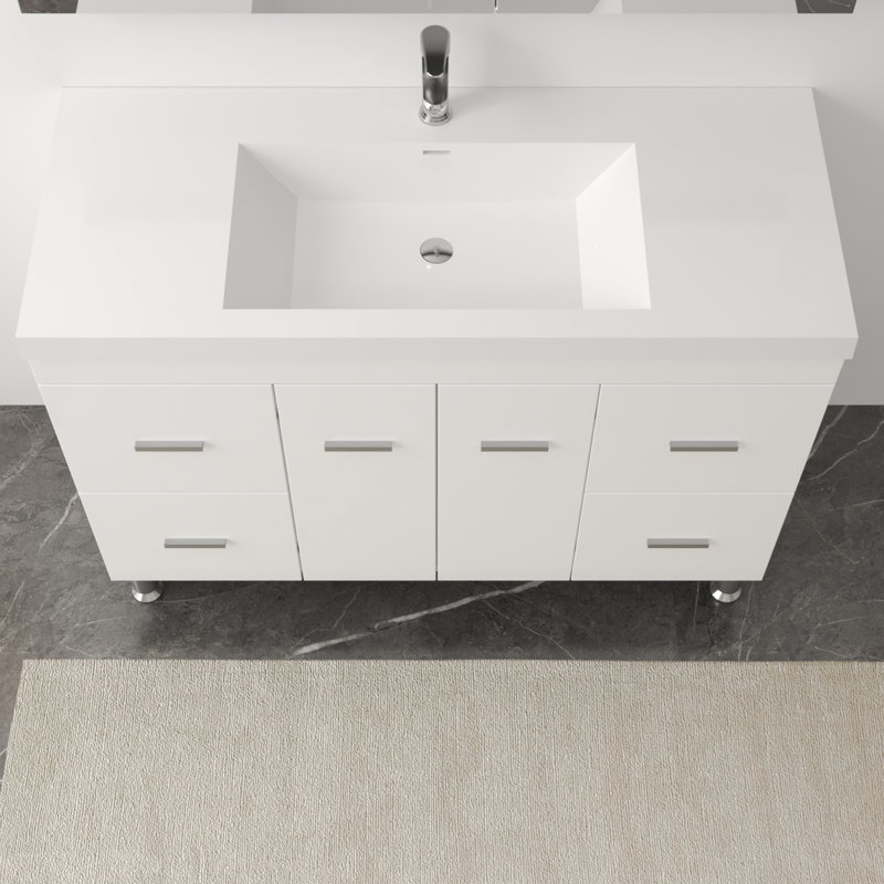 Ensemble de meuble-lavabo simple 48 po Roylynn, blanc