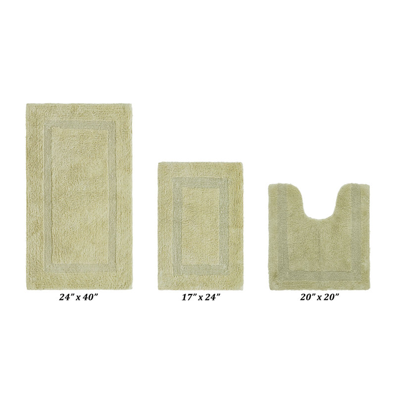 Annerose Premium 100% Cotton 3 Piece Bath Rug Sets, Machine Washable, Super Absorbent & Tufted Weave Reversible Bath Mat for Bathroom, Shower, and Tub, Oeko-Tex Certified Bathroom Rugs
