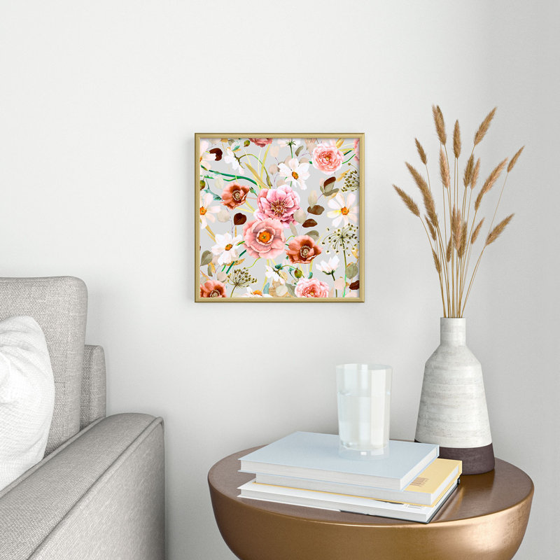 «Nice garden Blooms» par Marta Barragan Camarasa - reproduction de cadre photo, H 10 po x l 10 po x P 1 po, Or