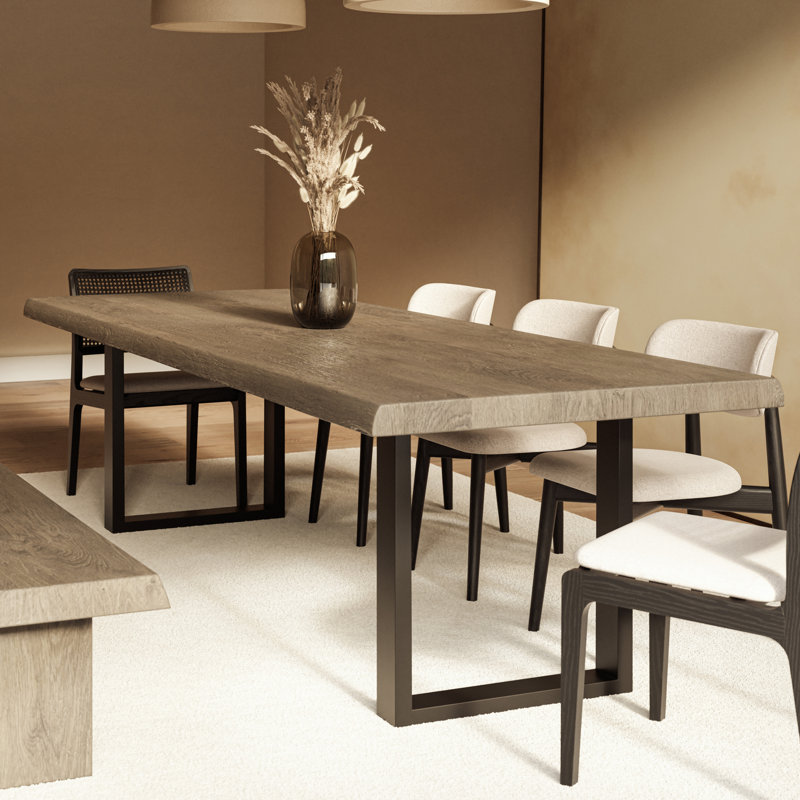Colin Dining Table, Brass, Sandblasted Gray, 29.75"H x 116"L x 40"W