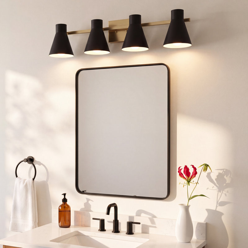 Byers 4 - Light Dimmable Vanity Light, Gold, No