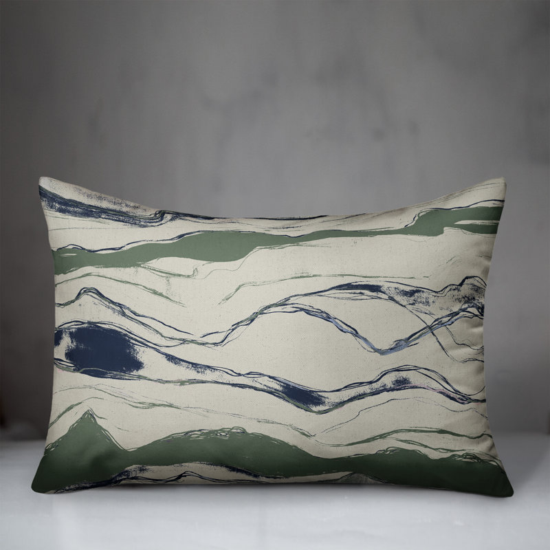 Abstract Outdoor Reversible Throw Pillow, Gray