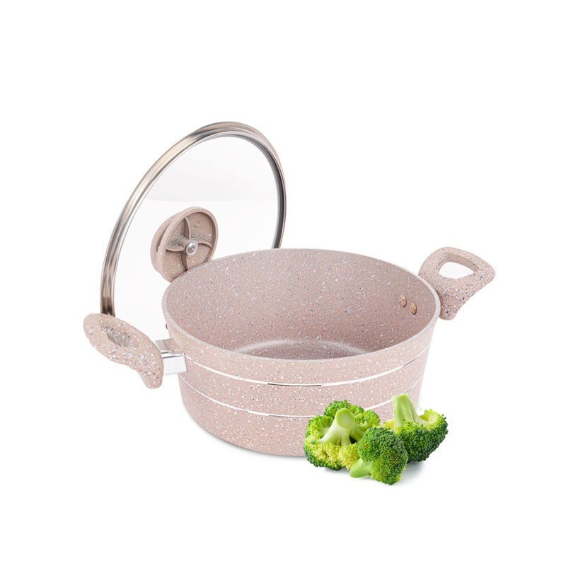 Royalford Casserole Dish with Glass Lid Cooking pot, 30CM, Beige, 3.8 L