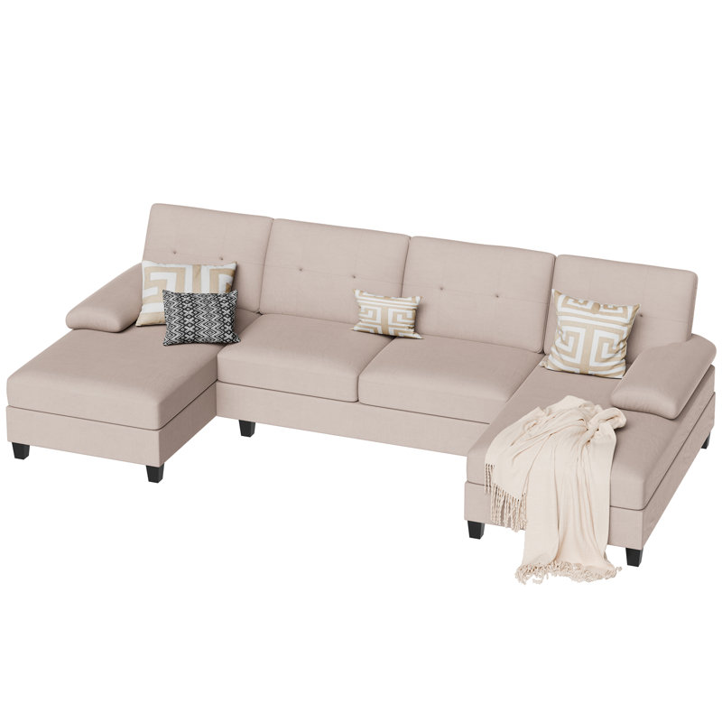 3-Piece Upholstered Sectional for Living Room, Light Brown