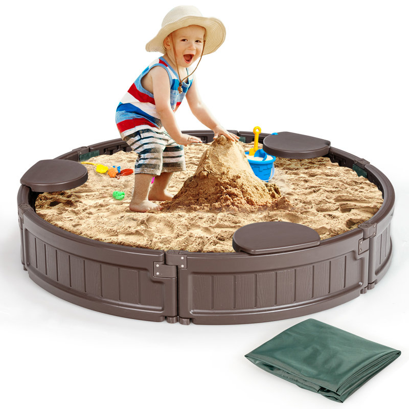Freeport Park Alanis 120cm x 21cm Plastic Round Sandbox with Cover