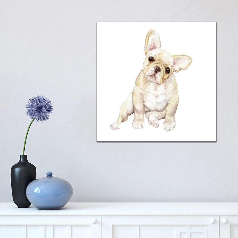 Blonde French Bulldog by Wandering Laur - Wrapped Canvas Painting, 45.72 cm H x 45.72 cm W x 1.91 cm D