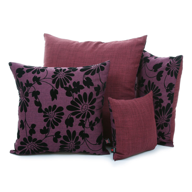 Alta Floral Square Cushion, 28cm H x 28cm W x 14cm D, Purple