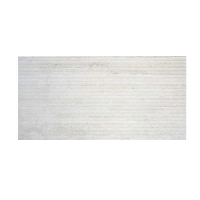 Terrain 24x48 White Beige Porcelain Large Format Fluted grooved Wall Tile (15.55 sq ft/case) - 2 Pack, White/Beige