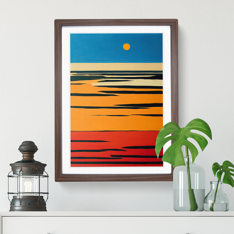 XV1022-4697X Timeless Sunset Abstract - Wall Art, 36cm H x 27cm W, Walnut Framed Paper, White
