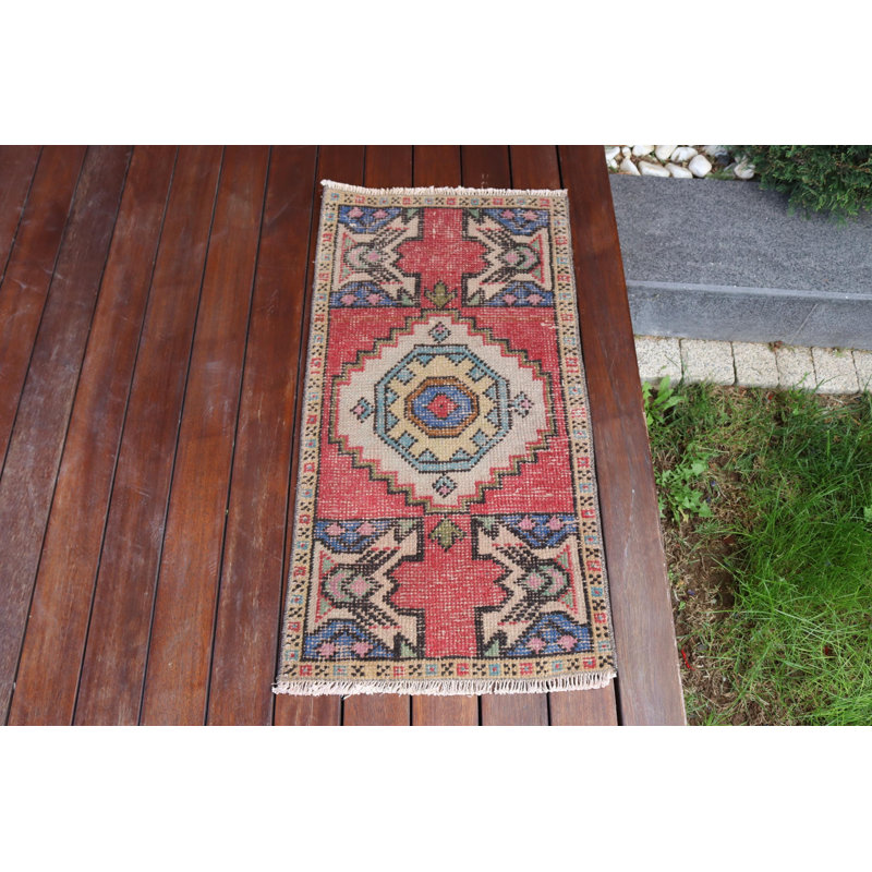 Handcrafted Turkish Kilim Rug in Vibrant Red for Entryway or Bohemian-Inspired Living Spaces