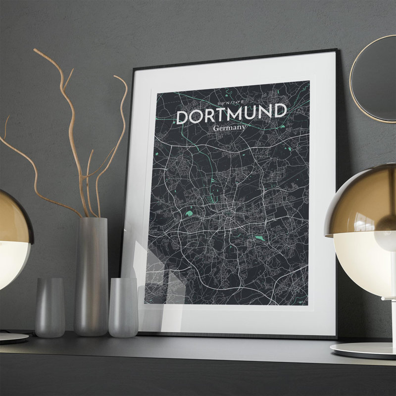 Dortmund City Map in Dream 1 Piece Wall Art, 27.6cm H x 19.7cm W x 0.05cm D