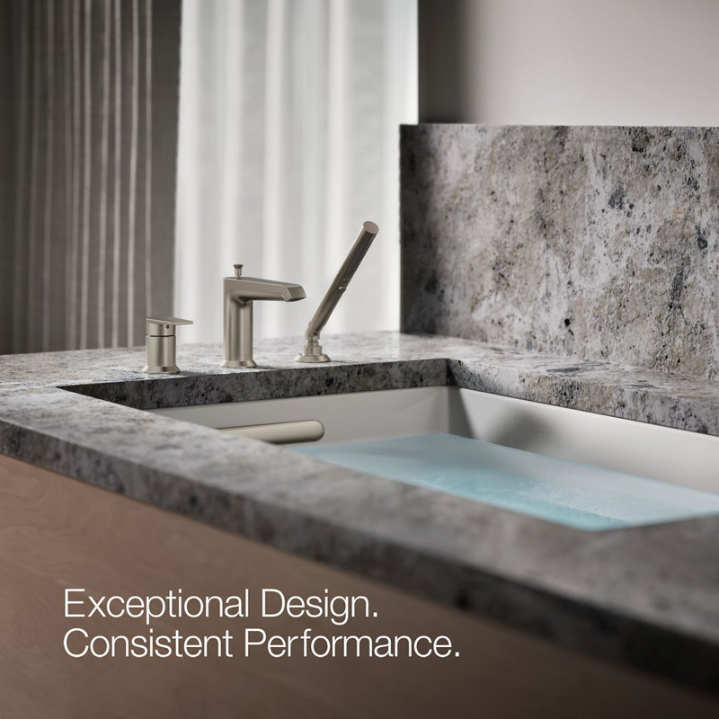 Hint Single-Handle Deck-Mount Bath Faucet With Handshower, Vibrant Brushed Nickel