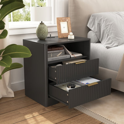 Table de chevet moderne avec station de charge, table de chevet, table de bout, tables de chevet avec armoire de rangement pour la chambre à coucher