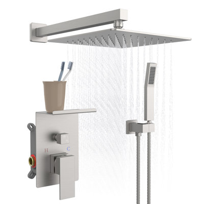 High Pressure Brushed Nickel Modern Shower System For Home & Gym Use