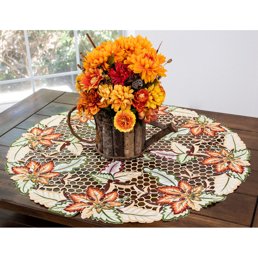 Jolliff Colorful Fall Maple Leaf Table Doily Winston Porter 