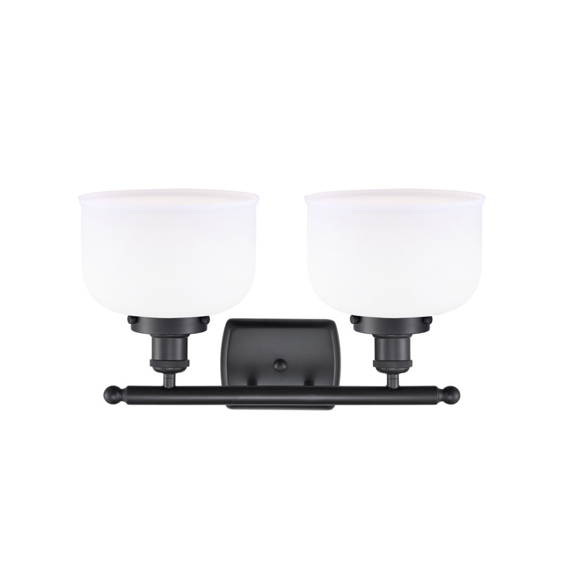 Éclairage pour meuble-lavabo de 8 po à 2 lumières Ballston Urban Bell, Noir mat, Blanc mat, Incandescente 