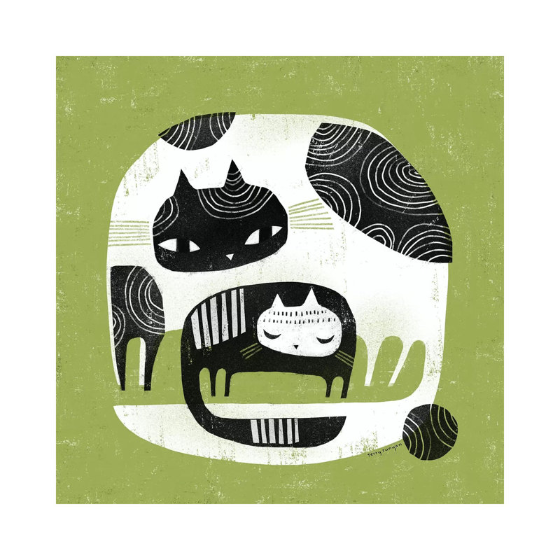 «Cuddle Cats» par Terry Runyan - impression, Toile tendue, Pas de tapis, H 48 po x l 48 po x 1,5 po